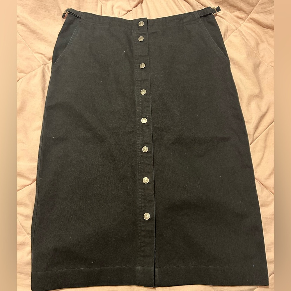 Ralph Lauren Black Button-Front Pencil Skirt